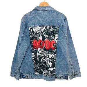 ACDC Graphic Oversized Denim Trucker Jacket Large